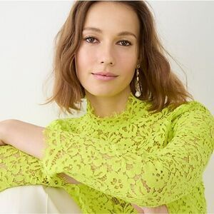 Scalloped Lace Mockneck Top BN027 Citrine